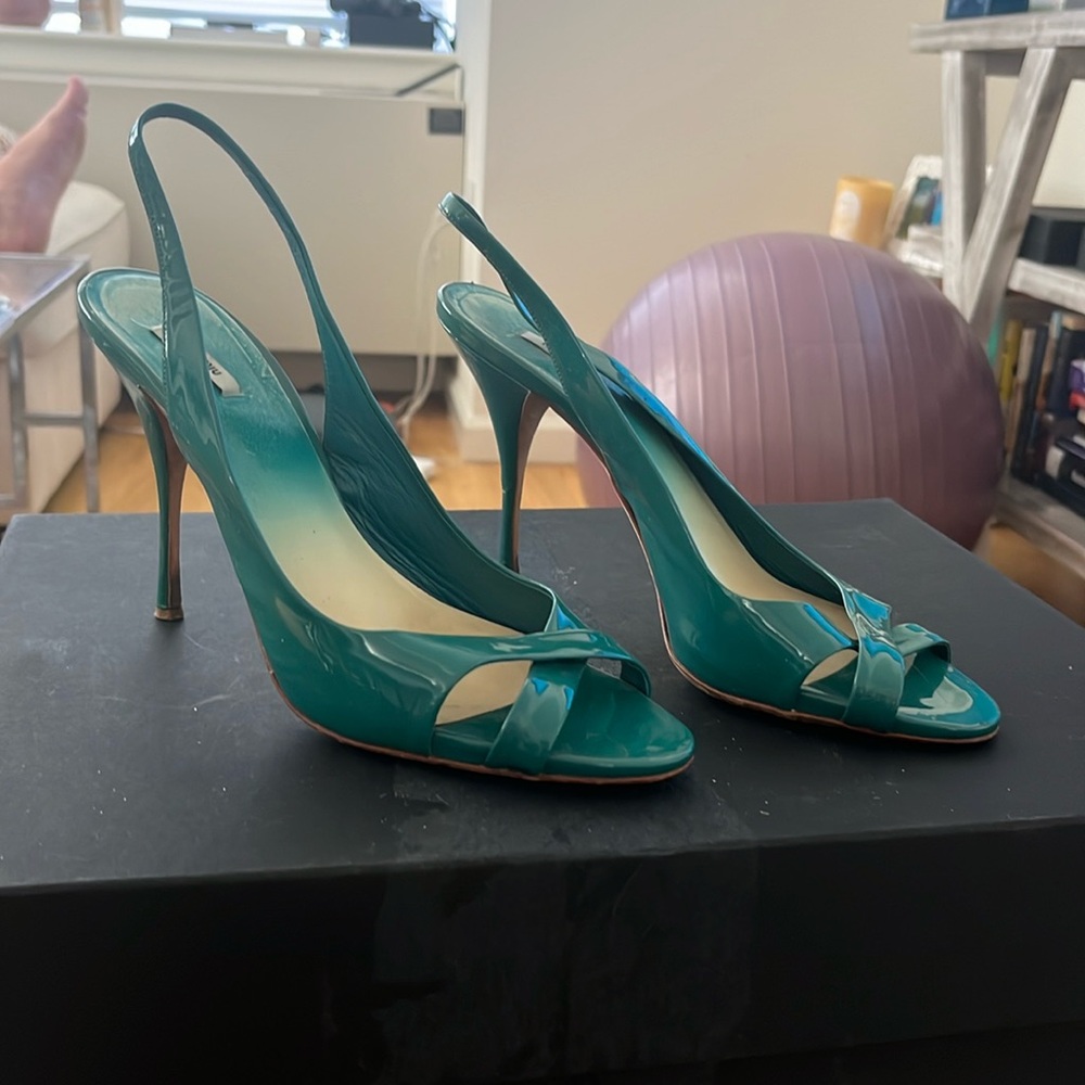 Miu Miu Slingback Teal Heels size 39